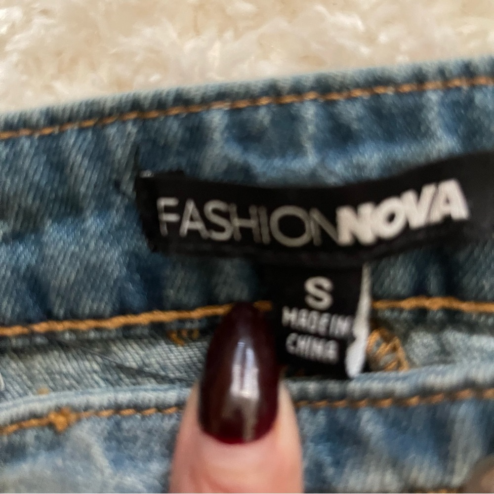 Fashion Nova Blue Denim Off-Shoulder Kids Dress - Picture 5 of 6